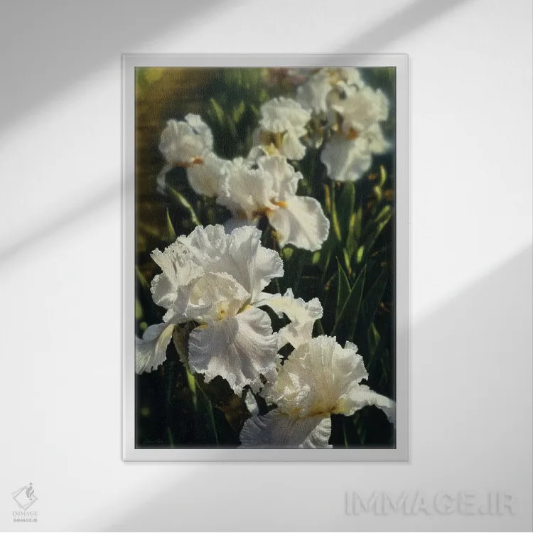 تابلو باغ زنبق (عمودی) اثر کالین بوگل - نمای قابدار سفید