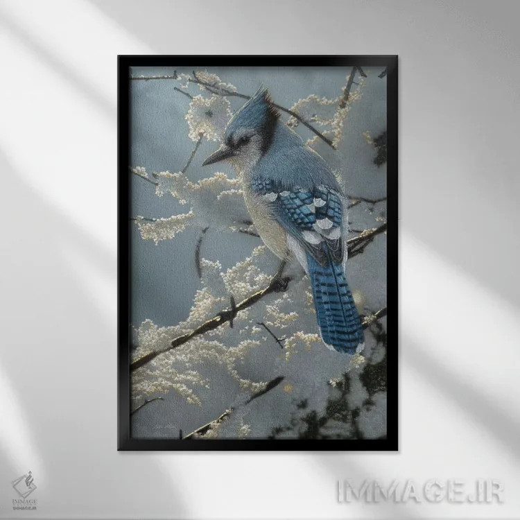 تابلو جای آبی روی حصار اثر کالین بوگل - نمای قابدار مشکی