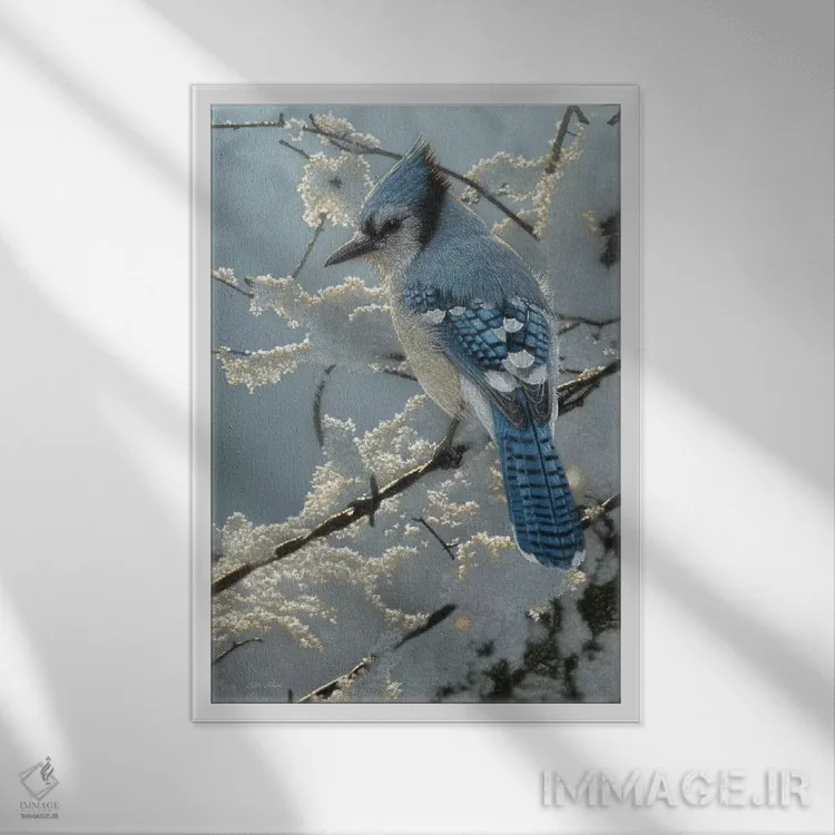 تابلو جای آبی روی حصار اثر کالین بوگل - نمای قابدار سفید