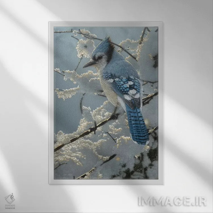 تابلو جای آبی روی حصار اثر کالین بوگل - نمای قابدار سفید