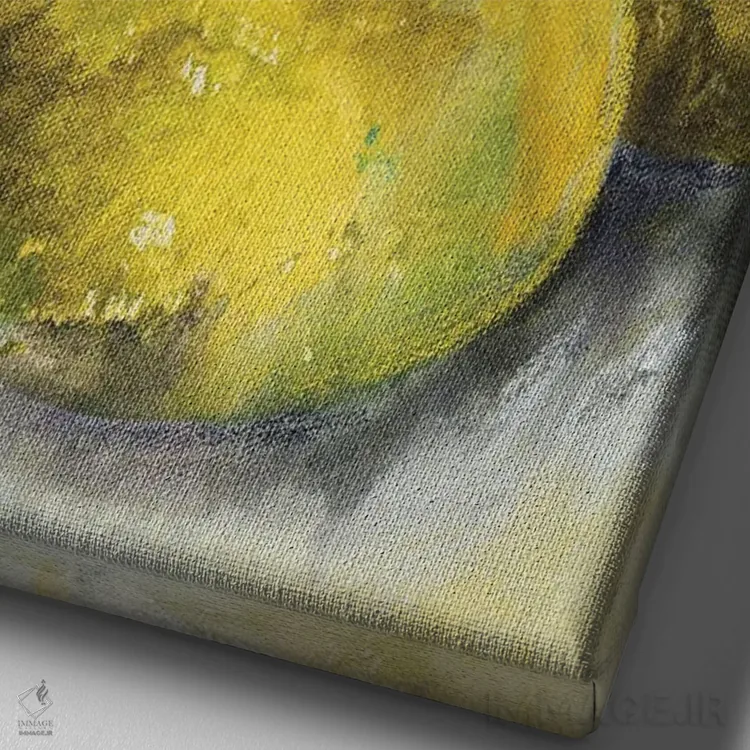 تابلو با هم گلابی دوم اثر جویس کومبز - نمای نزدیک بافت بوم