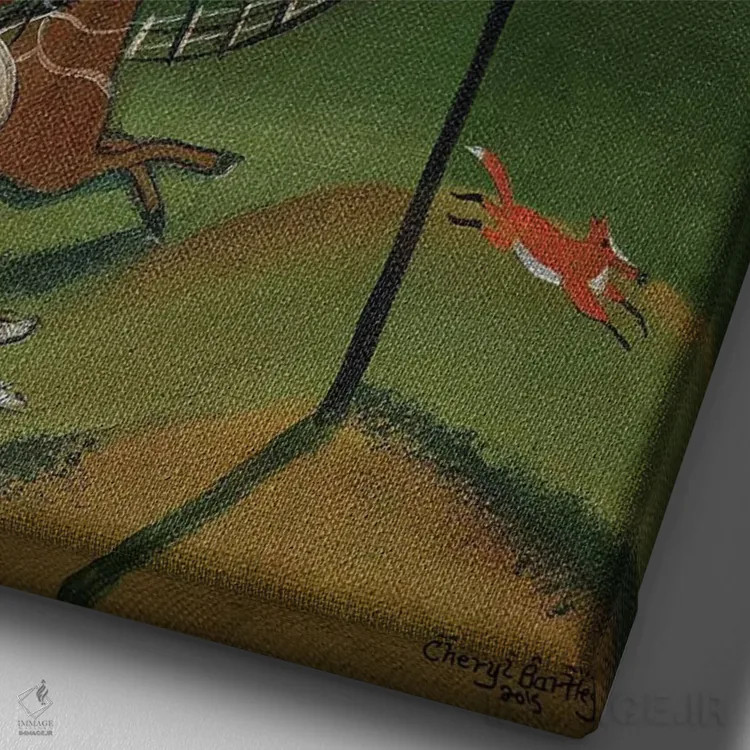 تابلو شکار روباه اقیانوسی اثر شریل بارتلی - نمای نزدیک بافت بوم