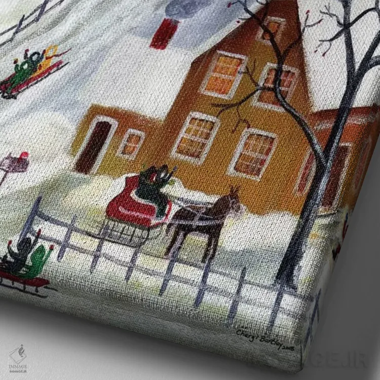 تابلو خانه شگفتیهای زمستانی برای تعطیلات اثر شریل بارتلی - نمای نزدیک بافت بوم