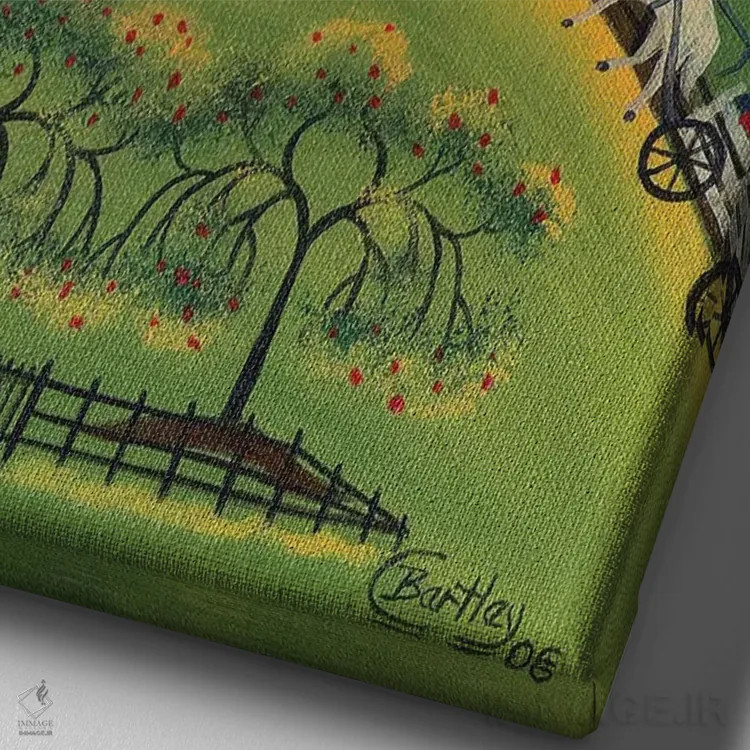 تابلو انبارهای لحاف سیب سرخ اثر شریل بارتلی - نمای نزدیک بافت بوم