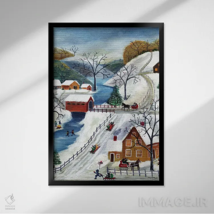 تابلو خانه شگفتیهای زمستانی برای تعطیلات اثر شریل بارتلی - نمای قابدار مشکی