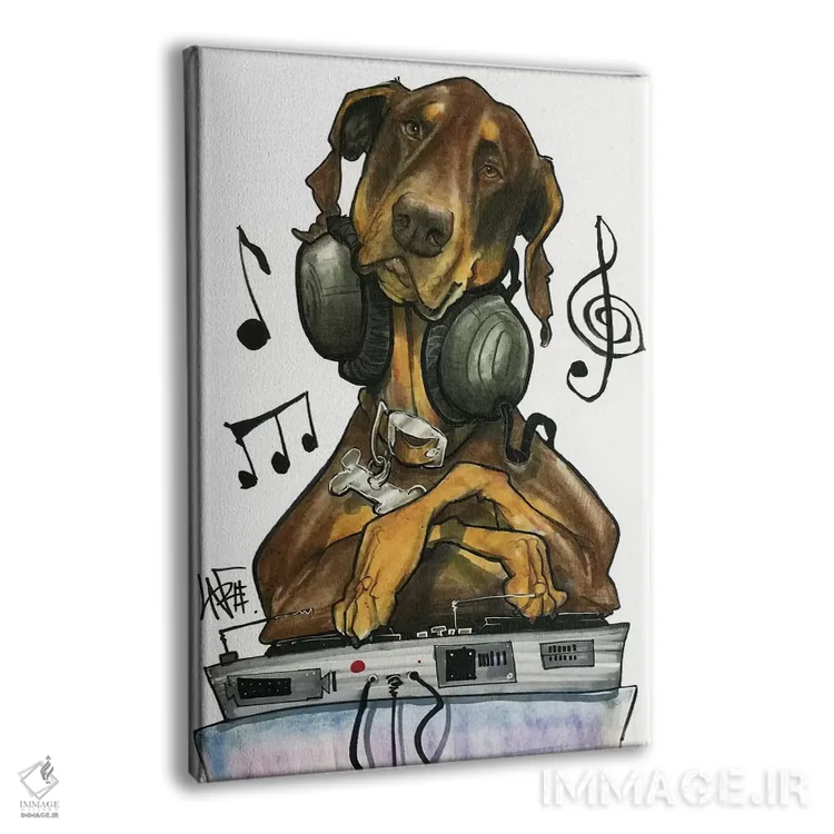 تابلو دیجی دوبرمن اثر کاریکاتورهای سگ (استودیو تخصصی کاریکاتور حیوانات) - نمای پرسپکتیو محصول