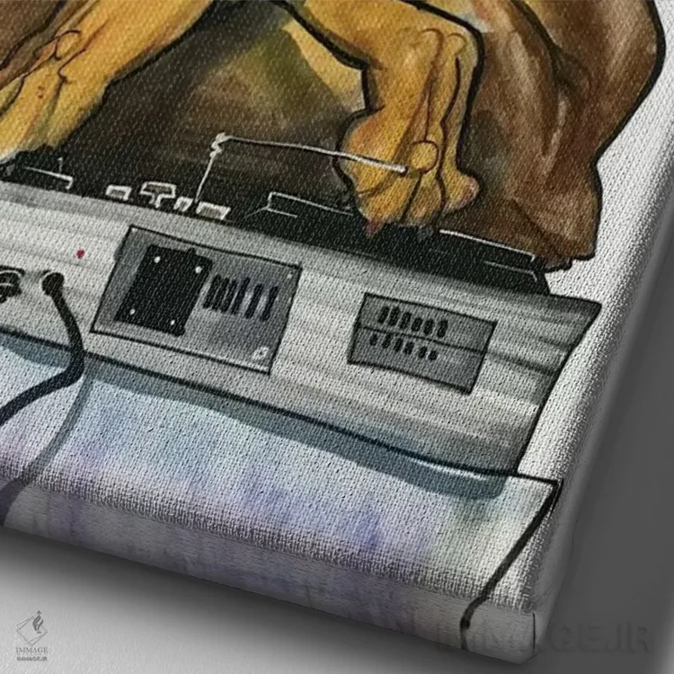 تابلو دیجی دوبرمن اثر کاریکاتورهای سگ (استودیو تخصصی کاریکاتور حیوانات) - نمای نزدیک بافت بوم