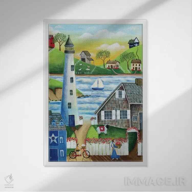 تابلو در کنار دریا اثر شریل بارتلی - نمای قابدار سفید