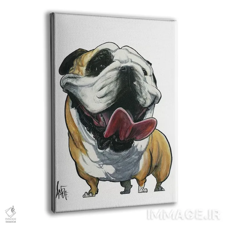تابلو بولداگ خندان اثر کاریکاتورهای سگ (استودیو تخصصی کاریکاتور حیوانات) - نمای پرسپکتیو محصول