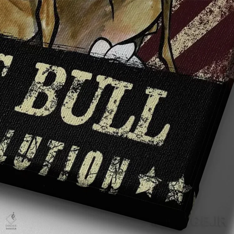 تابلو انقلاب پیتبول (سگ) اثر کاریکاتورهای سگ (استودیو تخصصی کاریکاتور حیوانات) - نمای نزدیک بافت بوم