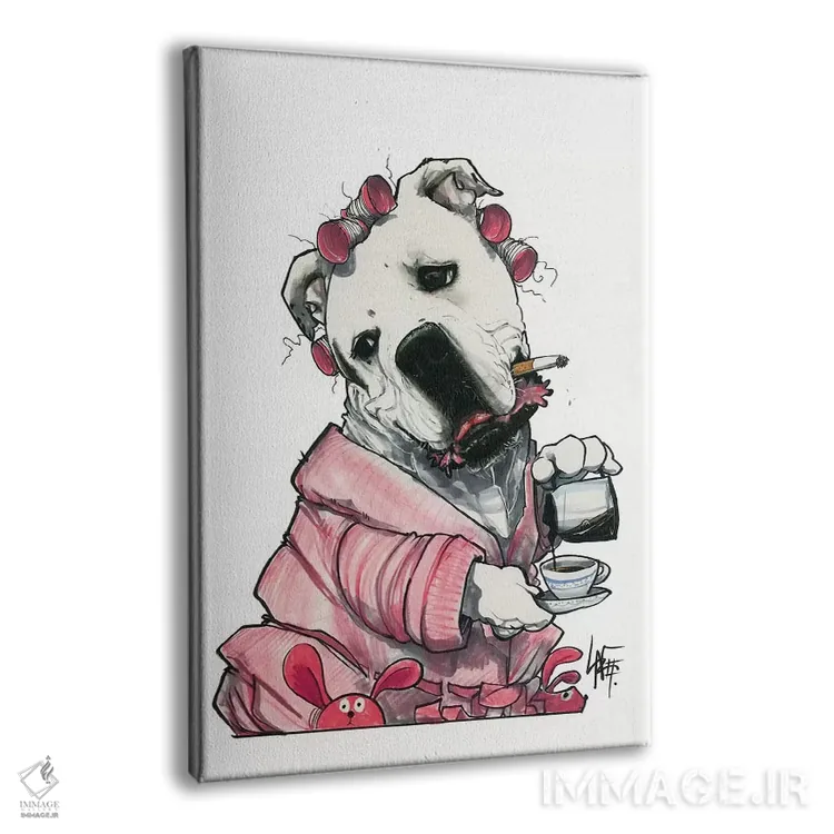 تابلو چه خبره؟ (اصطلاح طنزآمیز) اثر کاریکاتورهای سگ (استودیو تخصصی کاریکاتور حیوانات) - نمای پرسپکتیو محصول