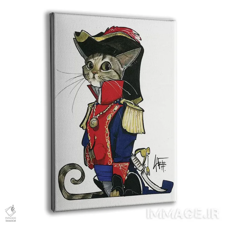 تابلو گربهٔ ژنرال مدرن اثر کاریکاتورهای سگ (استودیو تخصصی کاریکاتور حیوانات) - نمای پرسپکتیو محصول