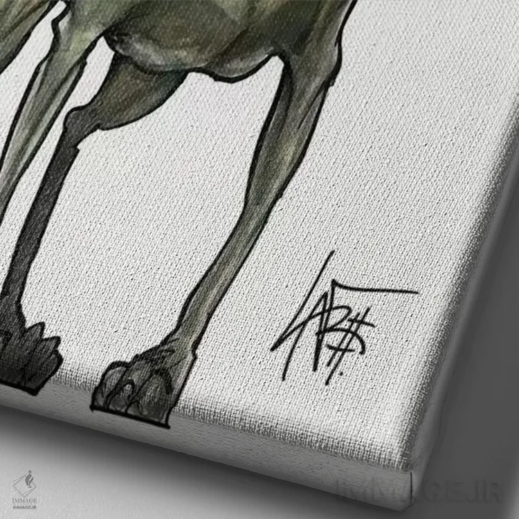 تابلو وایمارانِر کنجکاو (سگ) اثر کاریکاتورهای سگ (استودیو تخصصی کاریکاتور حیوانات) - نمای نزدیک بافت بوم