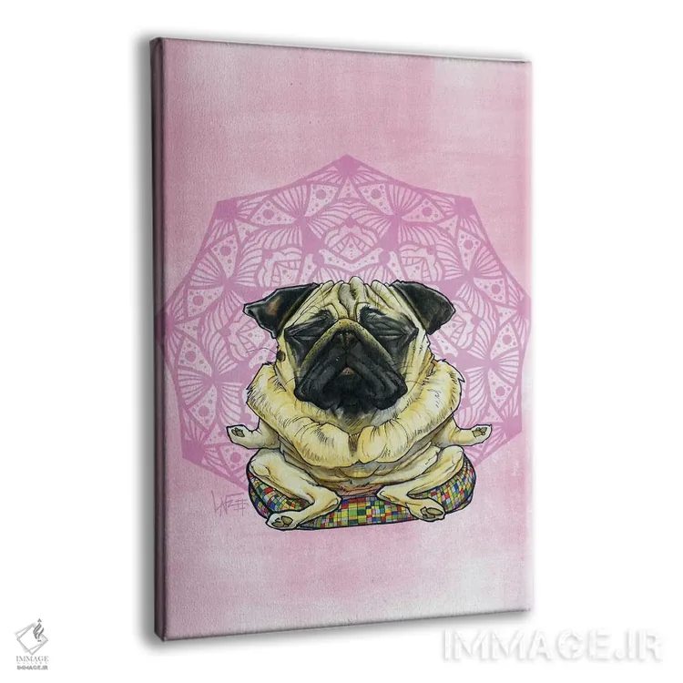 تابلو پاگ مراقبهگر (سگ) اثر کاریکاتورهای سگ (استودیو تخصصی کاریکاتور حیوانات) - نمای پرسپکتیو محصول