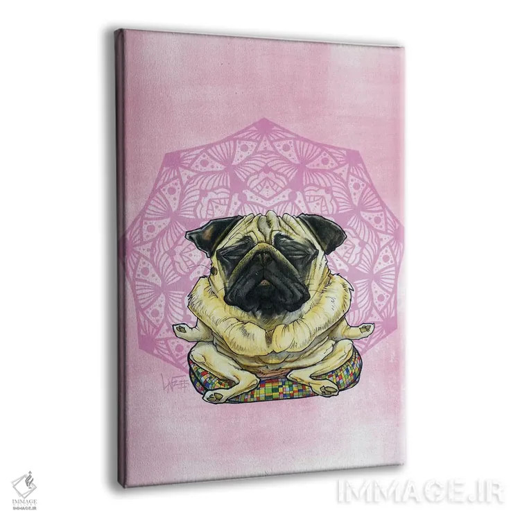 تابلو پاگ مراقبهگر (سگ) اثر کاریکاتورهای سگ (استودیو تخصصی کاریکاتور حیوانات) - نمای پرسپکتیو محصول