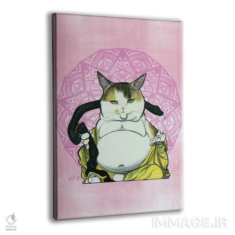 تابلو گربه بودای مراقبهگر اثر کاریکاتورهای سگ (استودیو تخصصی کاریکاتور حیوانات) - نمای پرسپکتیو محصول