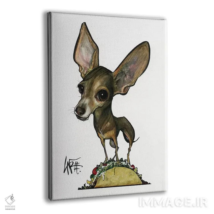 تابلو چیواوا تاکو (سگ) اثر کاریکاتورهای سگ (استودیو تخصصی کاریکاتور حیوانات) - نمای پرسپکتیو محصول