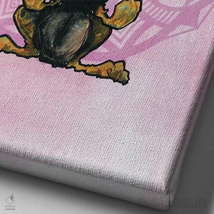 تابلو دوبرمن مراقبهگر اثر کاریکاتورهای سگ (استودیو تخصصی کاریکاتور حیوانات) - نمای نزدیک بافت بوم