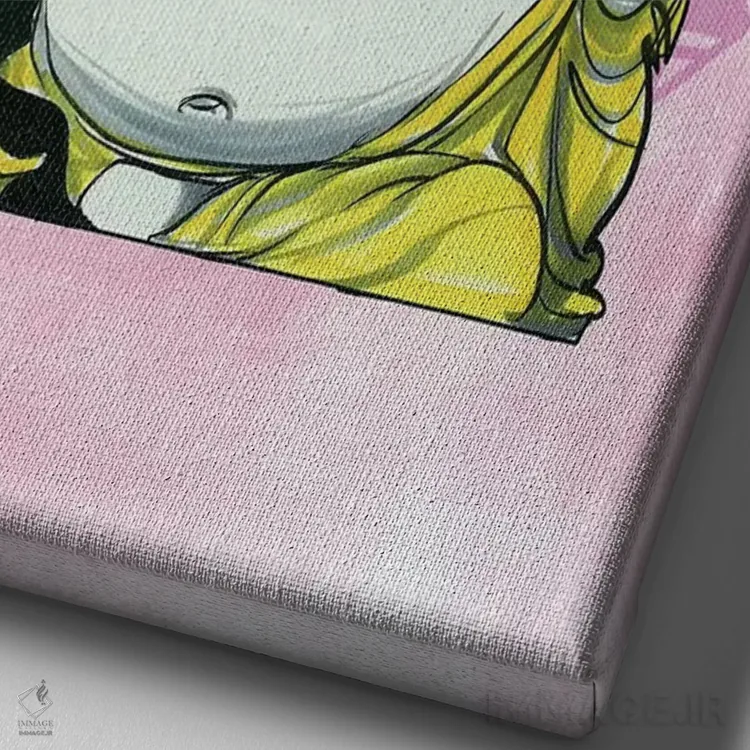 تابلو گربه بودای مراقبهگر اثر کاریکاتورهای سگ (استودیو تخصصی کاریکاتور حیوانات) - نمای نزدیک بافت بوم