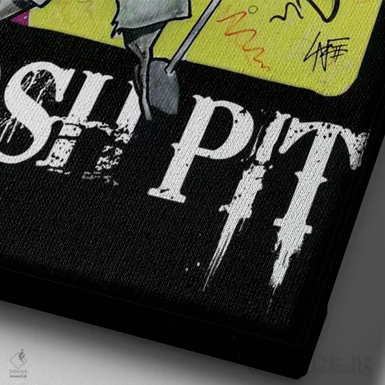 تابلو صحنه مَش (فضای رقص خشن موسیقی) اثر کاریکاتورهای سگ (استودیو تخصصی کاریکاتور حیوانات) - نمای نزدیک بافت بوم