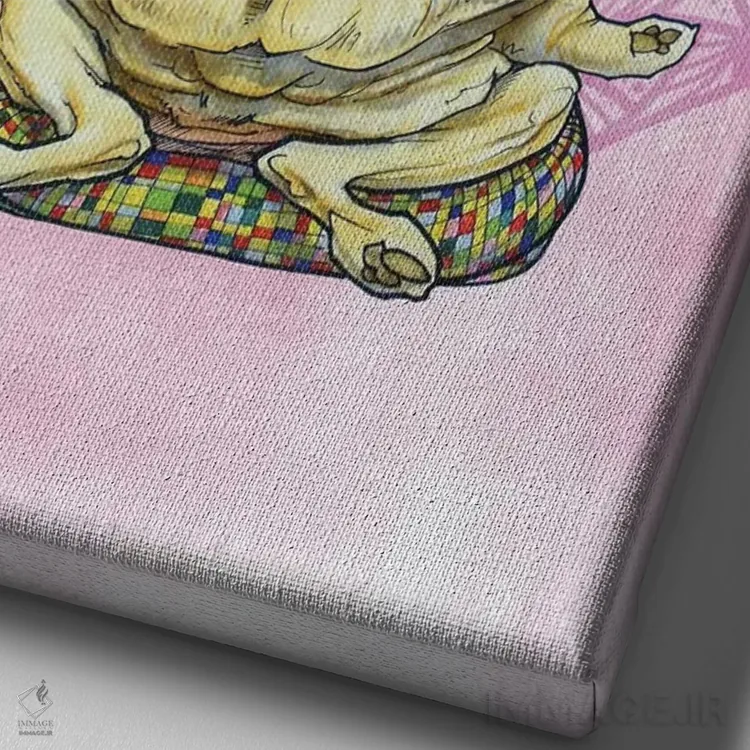 تابلو پاگ مراقبهگر (سگ) اثر کاریکاتورهای سگ (استودیو تخصصی کاریکاتور حیوانات) - نمای نزدیک بافت بوم