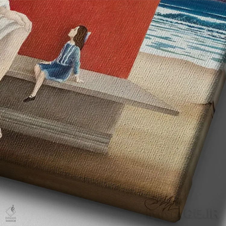 تابلو فرانچسکا و فرشته اثر چکو مارینیلو - نمای نزدیک بافت بوم