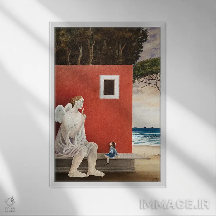 تابلو فرانچسکا و فرشته اثر چکو مارینیلو - نمای قابدار سفید