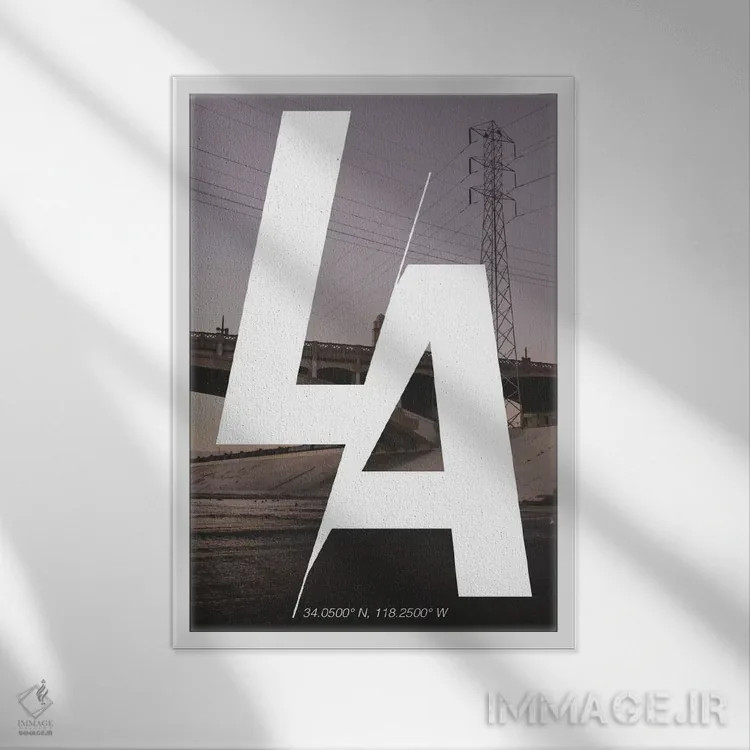 تابلو 118.2° W),لس آنجلس (۳۴ شمالی، ۱۱۸.۲ غربی) اثر فایو بای فایو کالکتیو - نمای قابدار سفید
