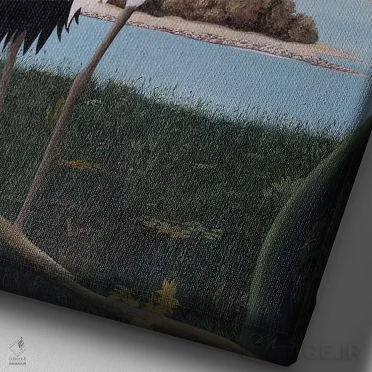 تابلو درناها III اثر چکو مارینیلو - نمای نزدیک بافت بوم