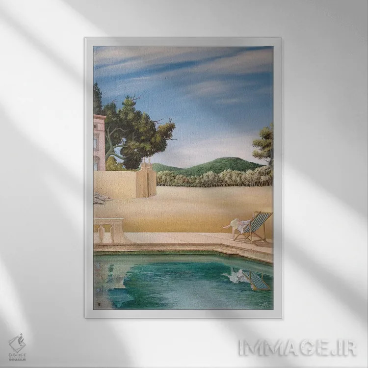 تابلو خانه پشت تپهها اثر چکو مارینیلو - نمای قابدار سفید