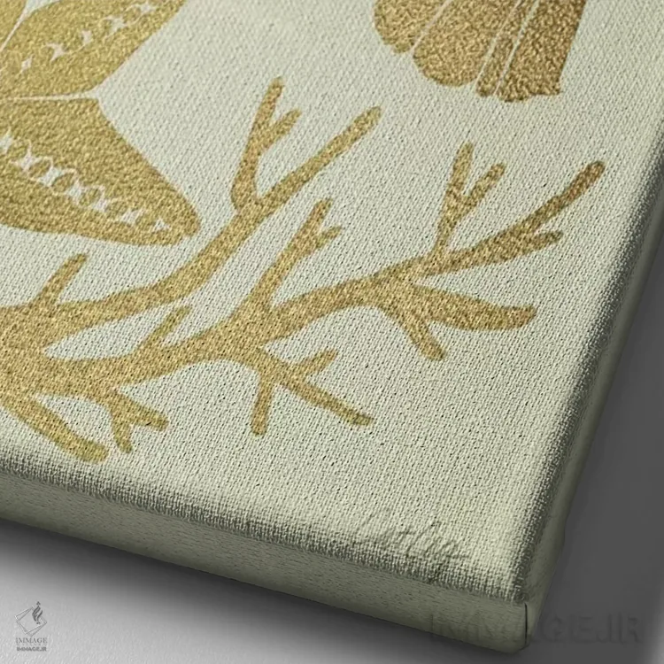 تابلو صدفهای طلایی اثر کت کوکیلت - نمای نزدیک بافت بوم