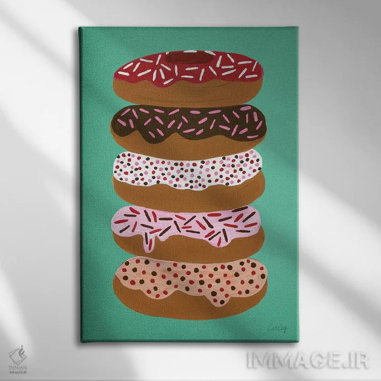 تابلو دوناتهای لایهای نعنا اثر کت کوکیلت - نمای روبهرو روی دیوار