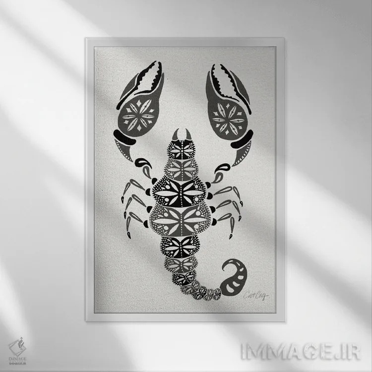 تابلو عقرب خاکستری اثر کت کوکیلت - نمای قابدار سفید