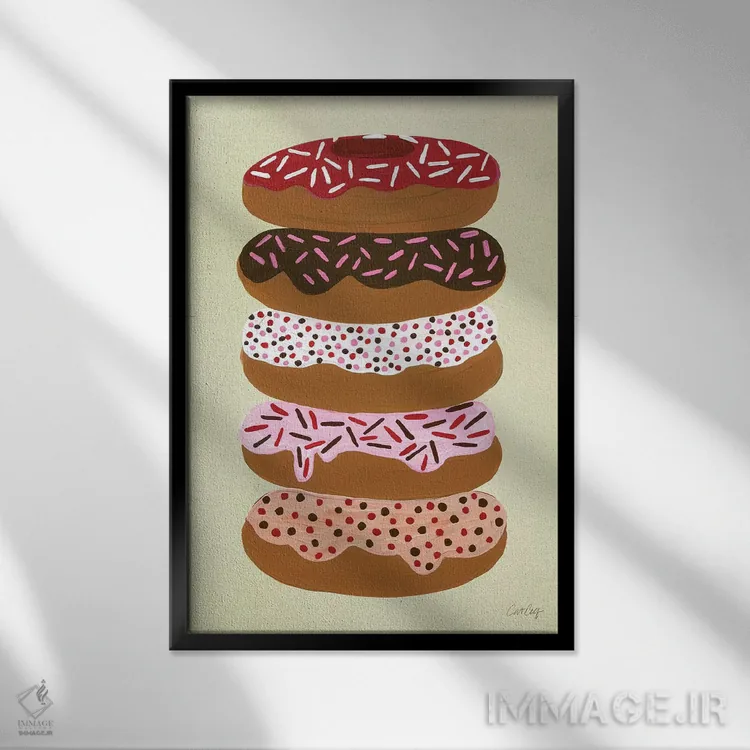 تابلو دوناتهای لایهای خامه اثر کت کوکیلت - نمای قابدار مشکی