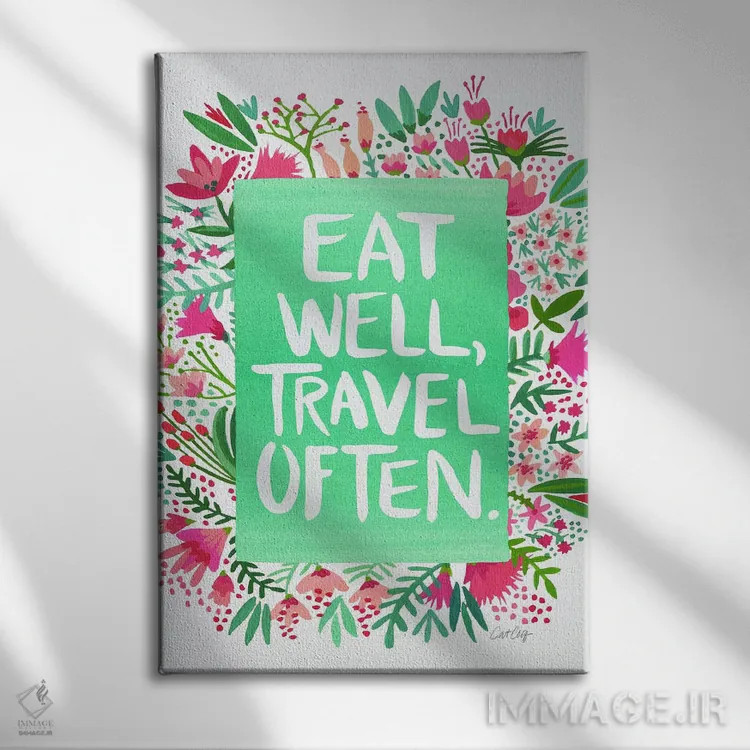 تابلو غذا و سفر سفید اثر کت کوکیلت - نمای روبهرو روی دیوار