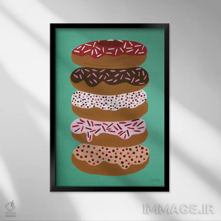 تابلو دوناتهای لایهای نعنا اثر کت کوکیلت - نمای قابدار مشکی