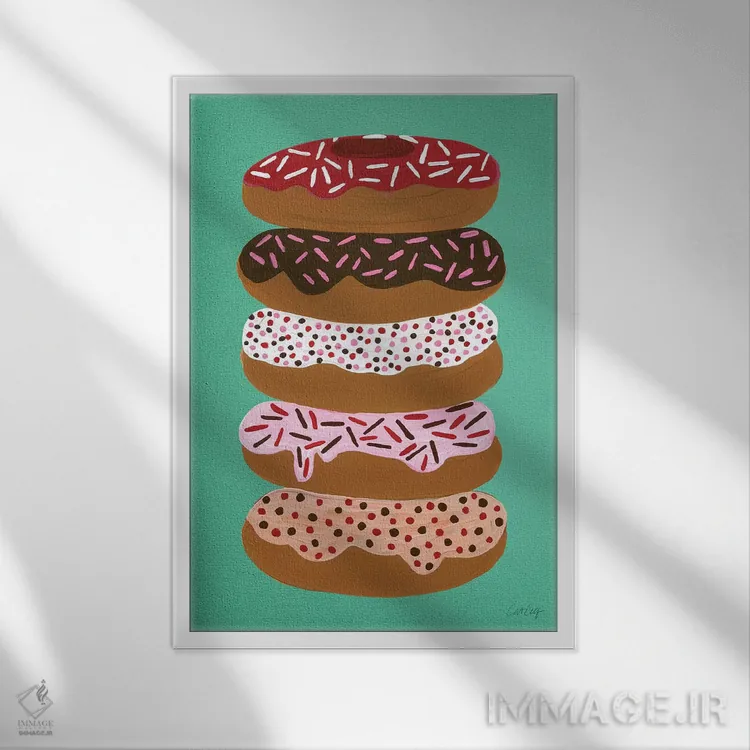 تابلو دوناتهای لایهای نعنا اثر کت کوکیلت - نمای قابدار سفید