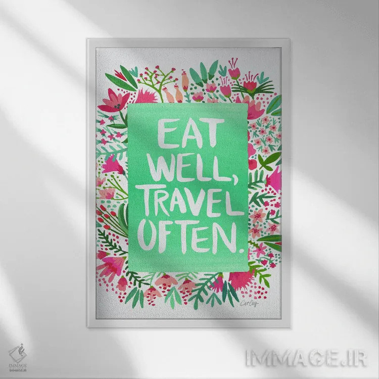 تابلو غذا و سفر سفید اثر کت کوکیلت - نمای قابدار سفید