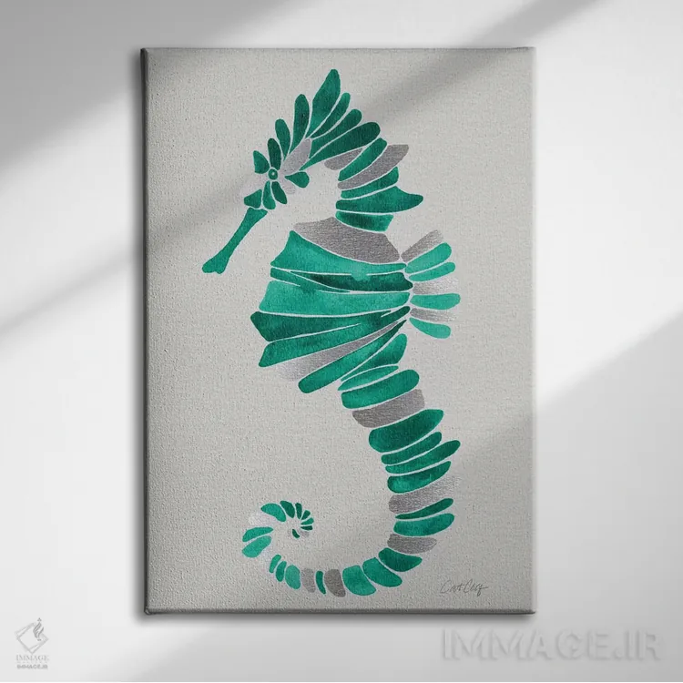 تابلو اسب دریایی تنها اثر کت کوکیلت - نمای روبهرو روی دیوار