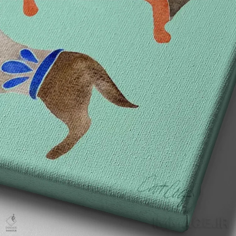 تابلو داشوندها ۱ (نژاد سگ) اثر کت کوکیلت - نمای نزدیک بافت بوم