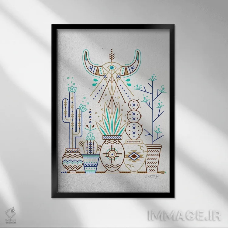 تابلو باغ سانتا فه I اثر کت کوکیلت - نمای قابدار مشکی