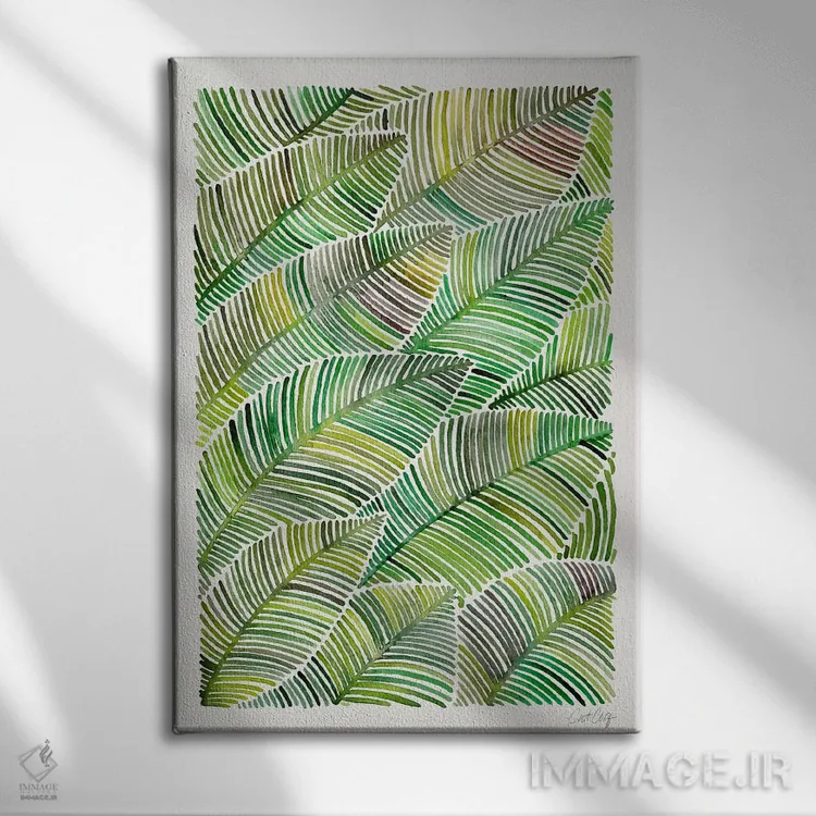 تابلو برگهای استوایی IV اثر کت کوکیلت - نمای روبهرو روی دیوار