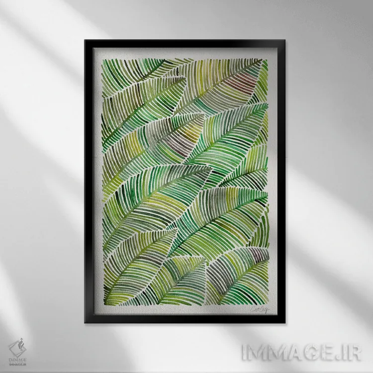 تابلو برگهای استوایی IV اثر کت کوکیلت - نمای قابدار مشکی