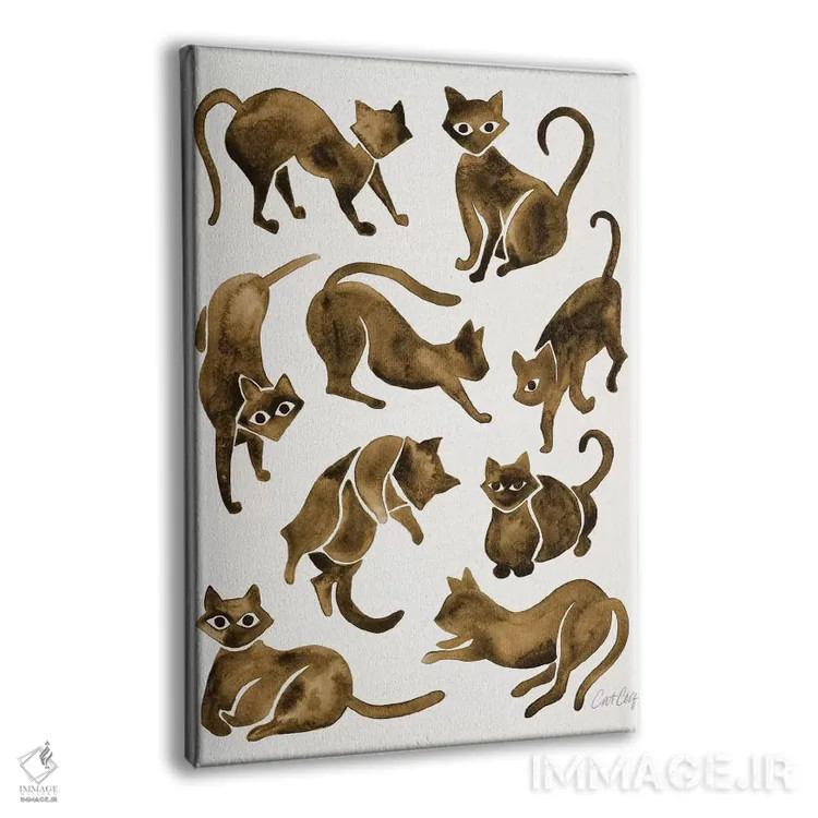 تابلو Sepia,حالتهای گربه، قهوهای سیر (سپیا) اثر کت کوکیلت - نمای پرسپکتیو محصول
