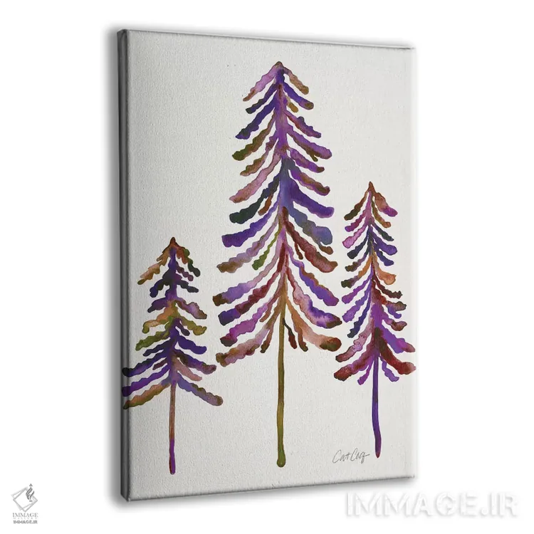 تابلو Vintage,درختان کاج، سبک قدیمی اثر کت کوکیلت - نمای پرسپکتیو محصول