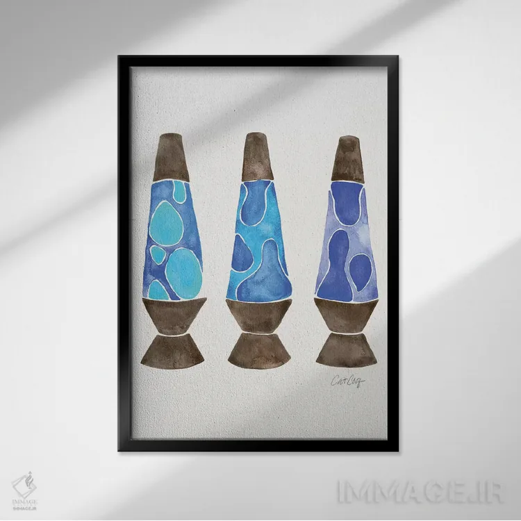 تابلو Blue,لامپ لاوا، آبی اثر کت کوکیلت - نمای قابدار مشکی