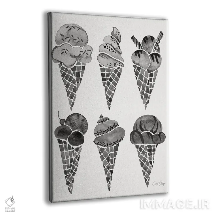 تابلو بستنی قیفی سیاه اثر کت کوکیلت - نمای پرسپکتیو محصول