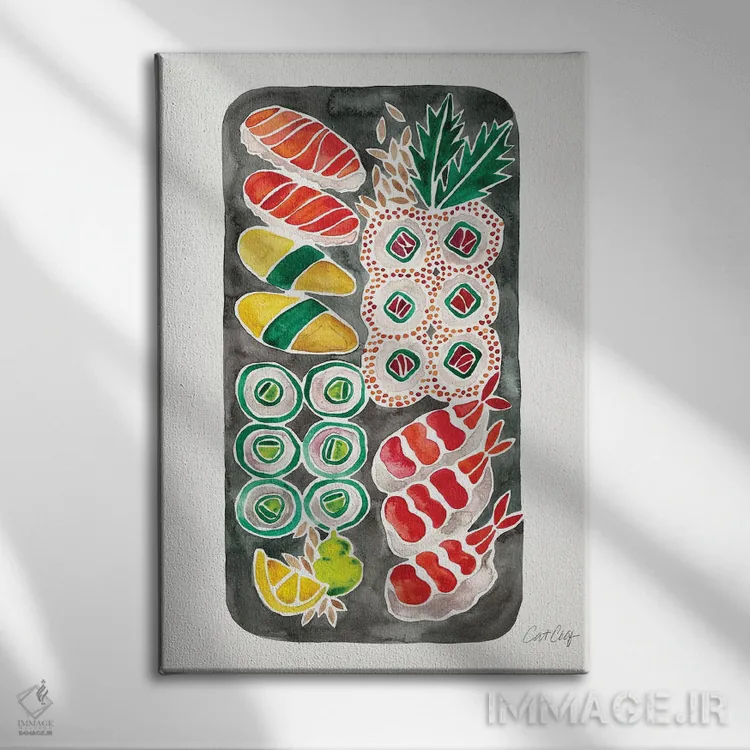 تابلو سوشی سیاه اثر کت کوکیلت - نمای روبهرو روی دیوار