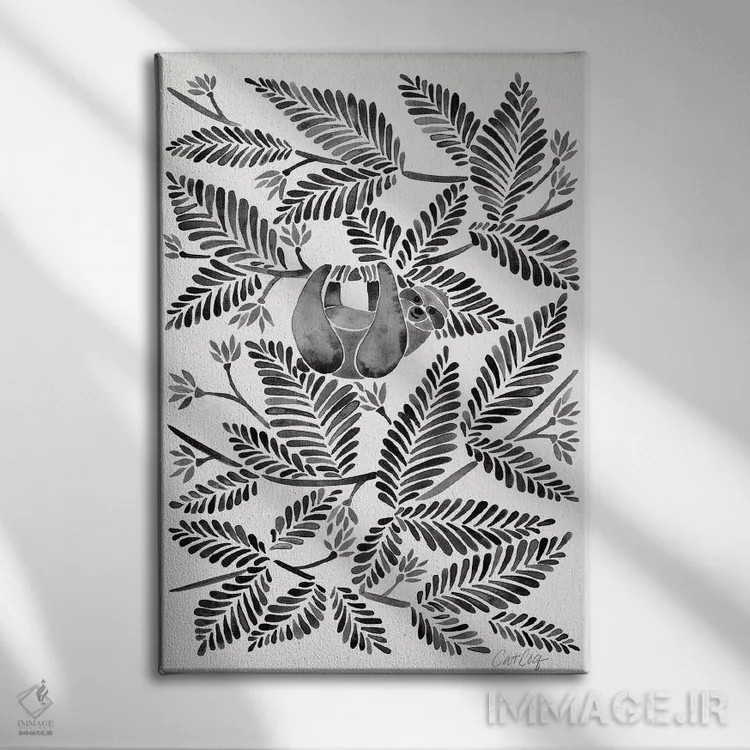 تابلو تنبل سیاه (حیوان تنبل) اثر کت کوکیلت - نمای روبهرو روی دیوار