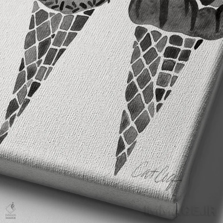 تابلو بستنی قیفی سیاه اثر کت کوکیلت - نمای نزدیک بافت بوم